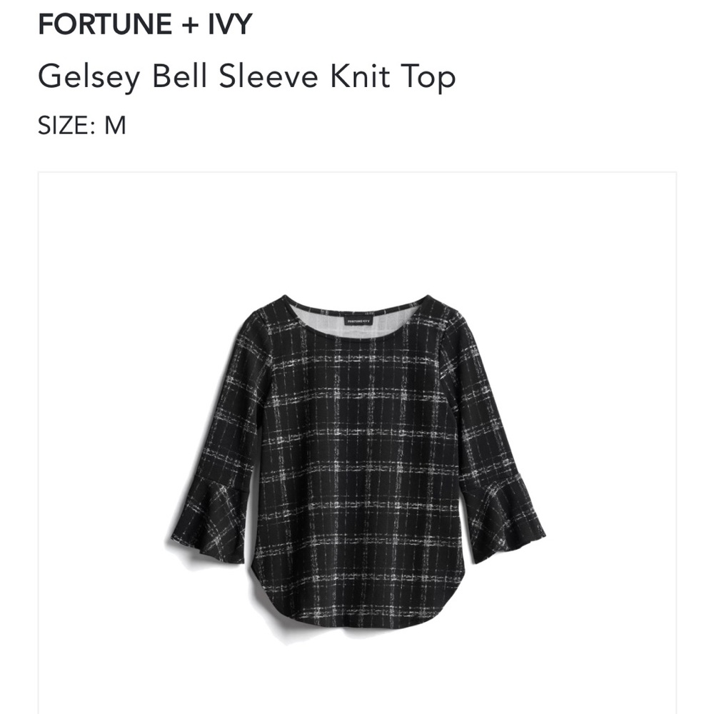 Fortune + Ivy bell-sleeved plaid top